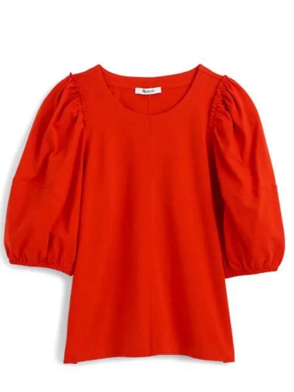 Madewell Puff Sleeve Elevated Tee Bright Flame Red Spring 25